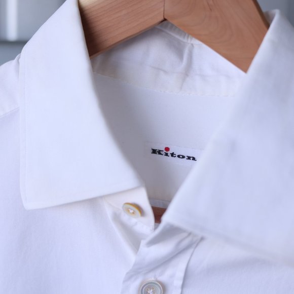 Kiton men's white button down shirt